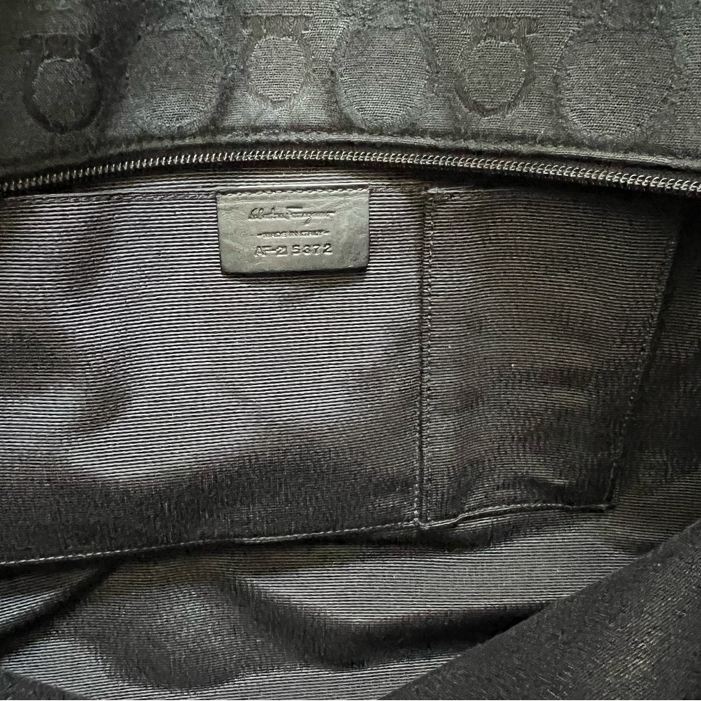 EUC Salvatore Ferragamo Black Canvas Tote Bag with Leather Trim - Picture 15 of 16